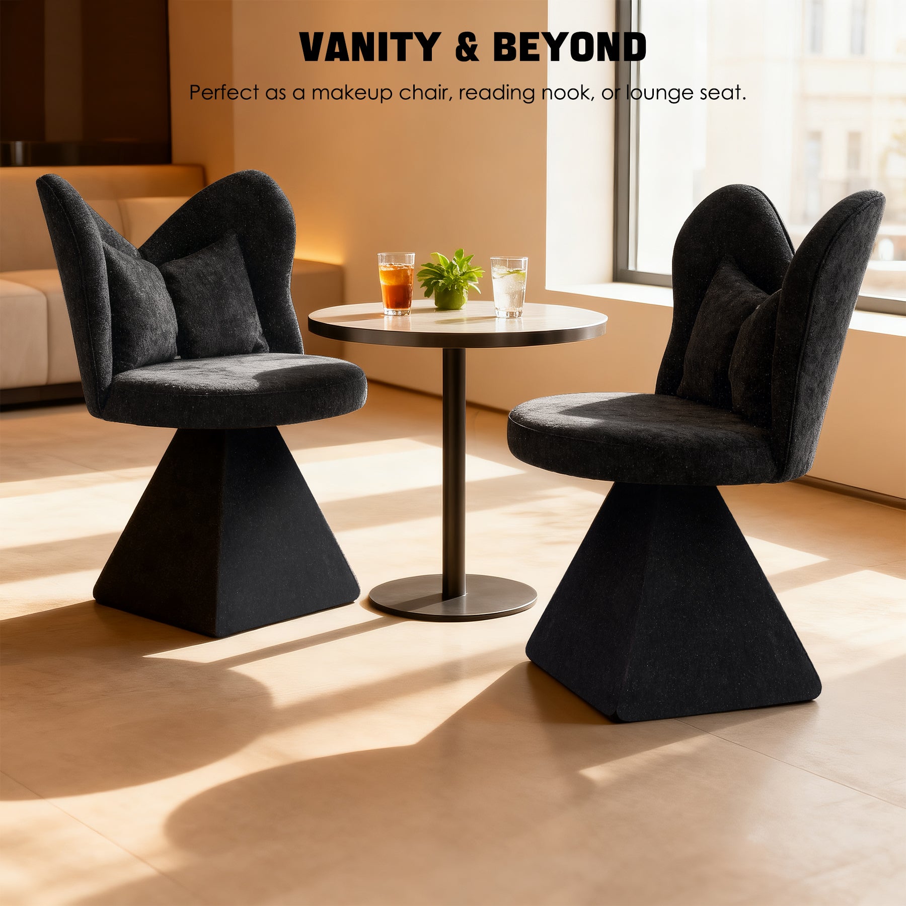 Vanity Chair Butterfly Backrest Swivel Accent Stool