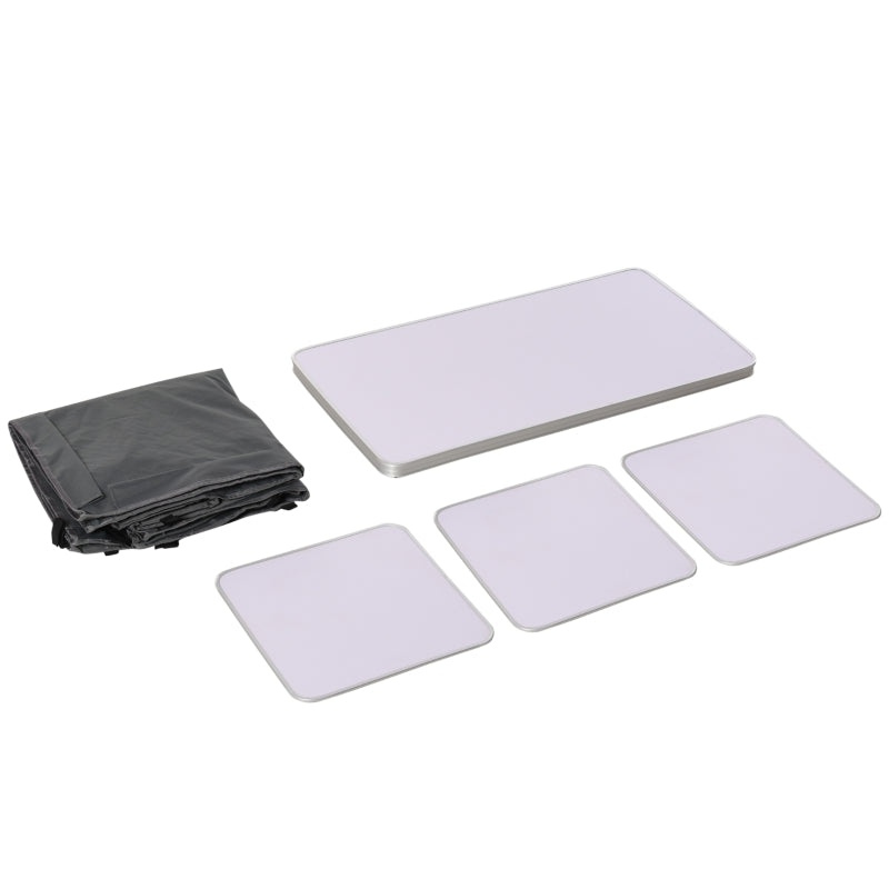 Camping Cupboard Kitchen Station Cook Table with 3-Shelf Storage Organiser, Aluminium