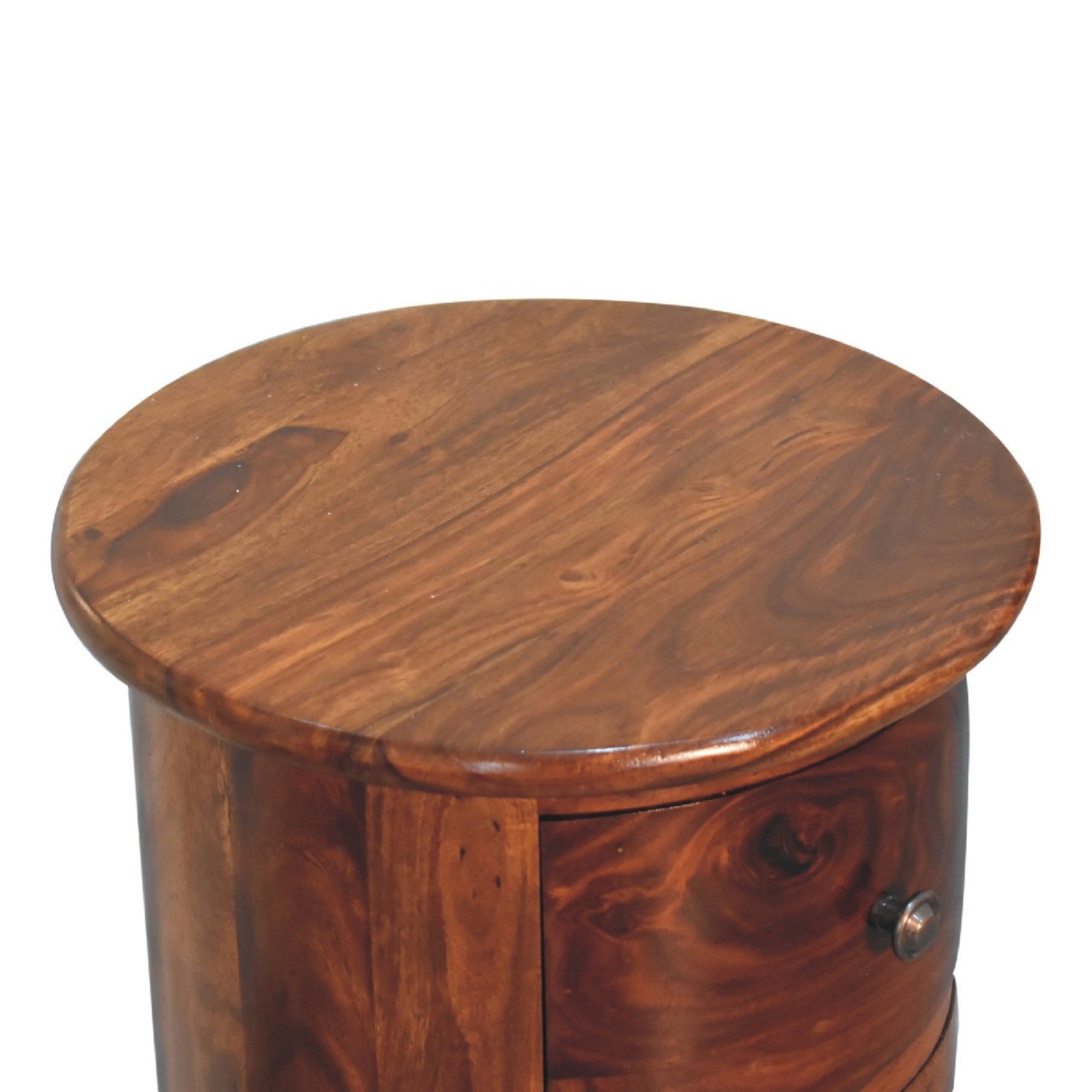 Solid Wood Drum, 3 Drawers, Dark Brown Chestnut Sheesham