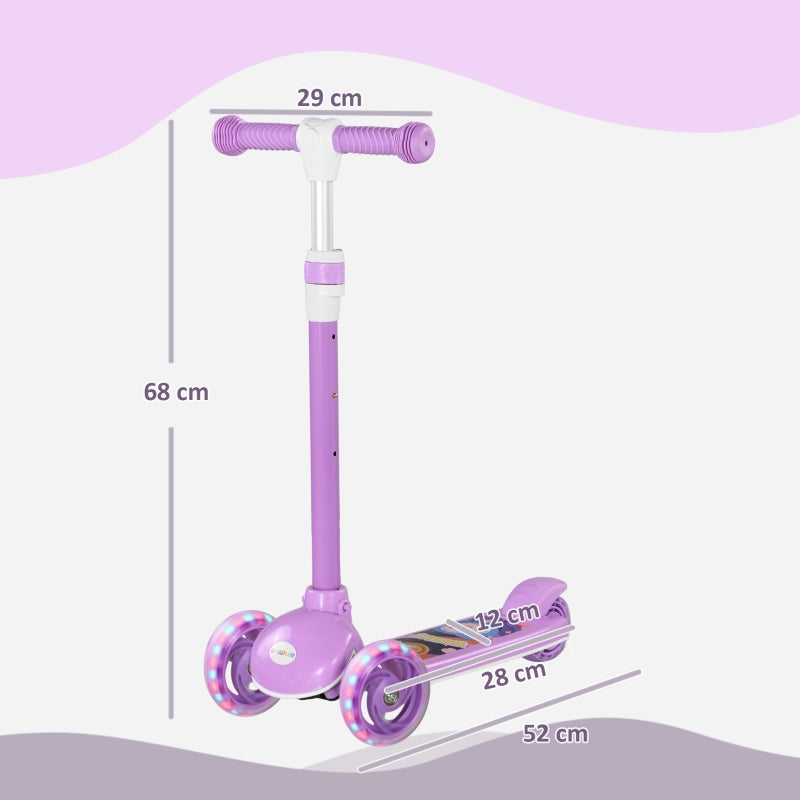 Kids' Scooter with LED Wheels and Adjustable Height, Purple