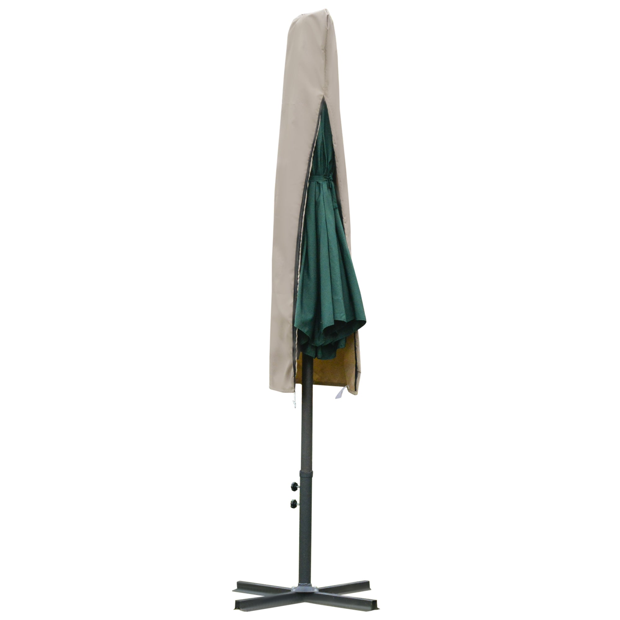 Parasol Protective Cover Weatherproof Windproof with Rope Closure for Cantilever Khaki