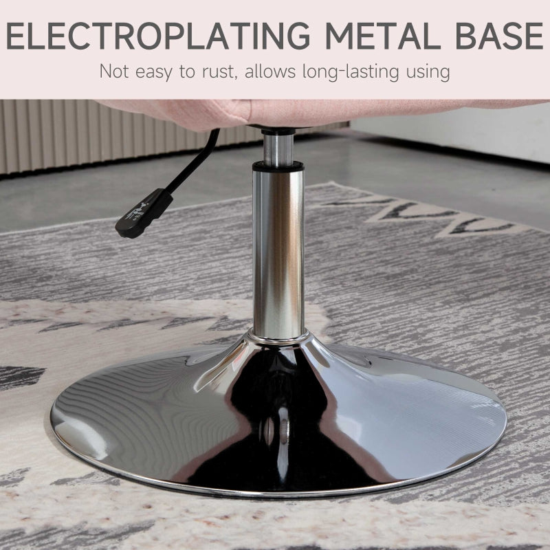 Swivel Accent Chair with Adjustable Height, Thick Cushion, Linen Fabric, Pink