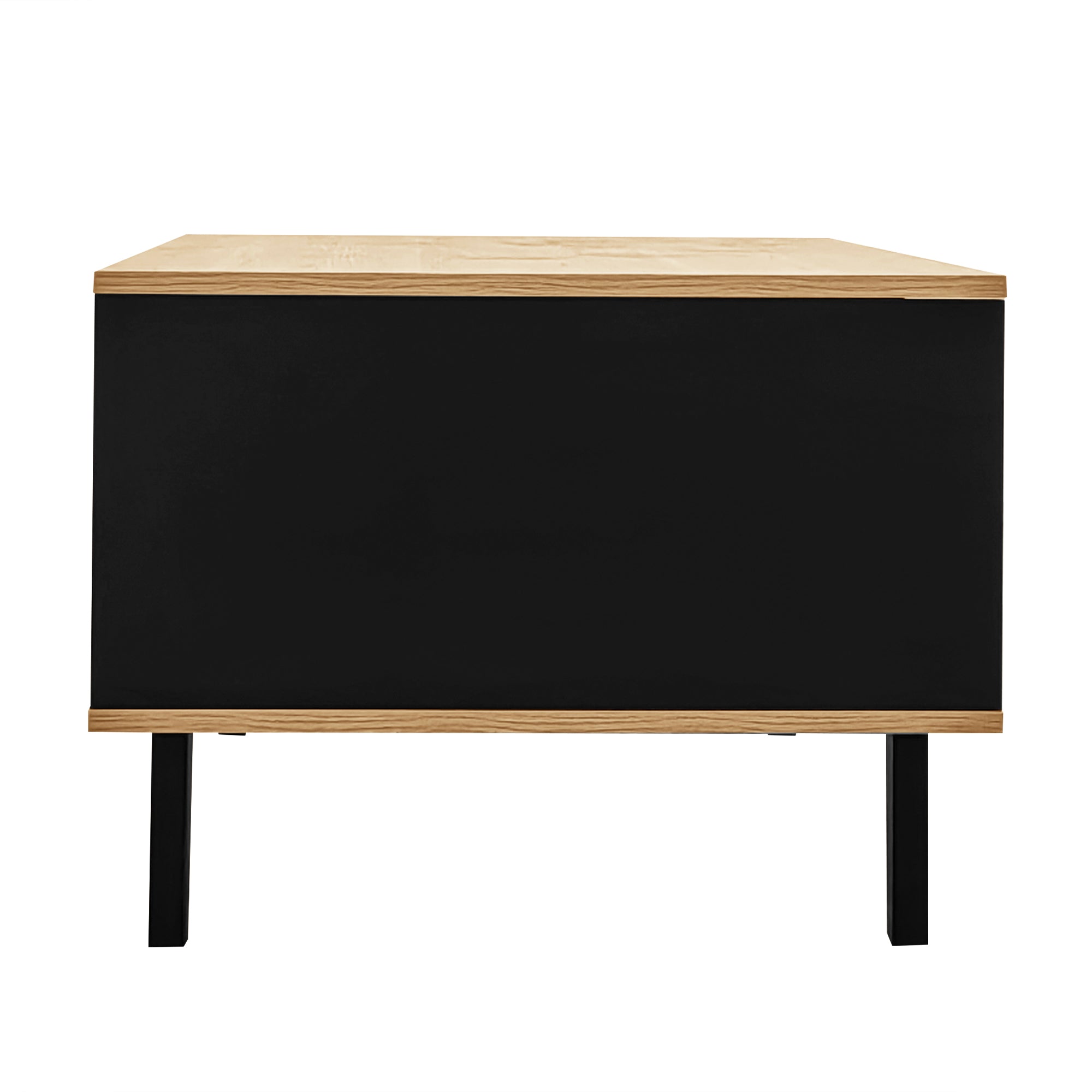 Coffee Table with Drawers and Side Storage, 100 x 60 x 45 cm, Black and Wood