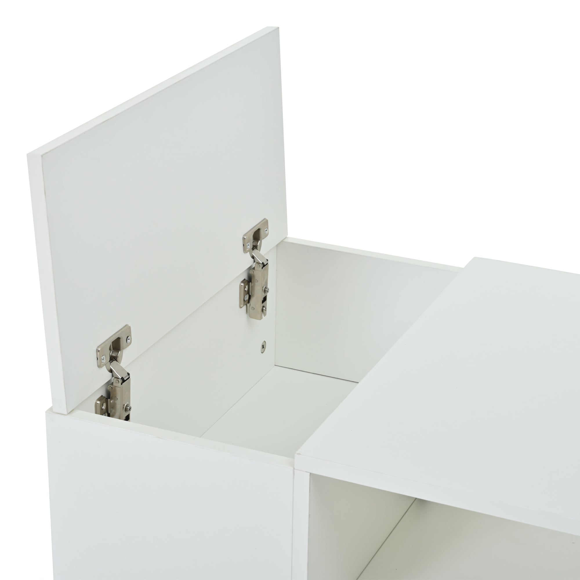 Coffee Table 100x50x40cm High-Gloss LED Light 6 Storage Compartments - White