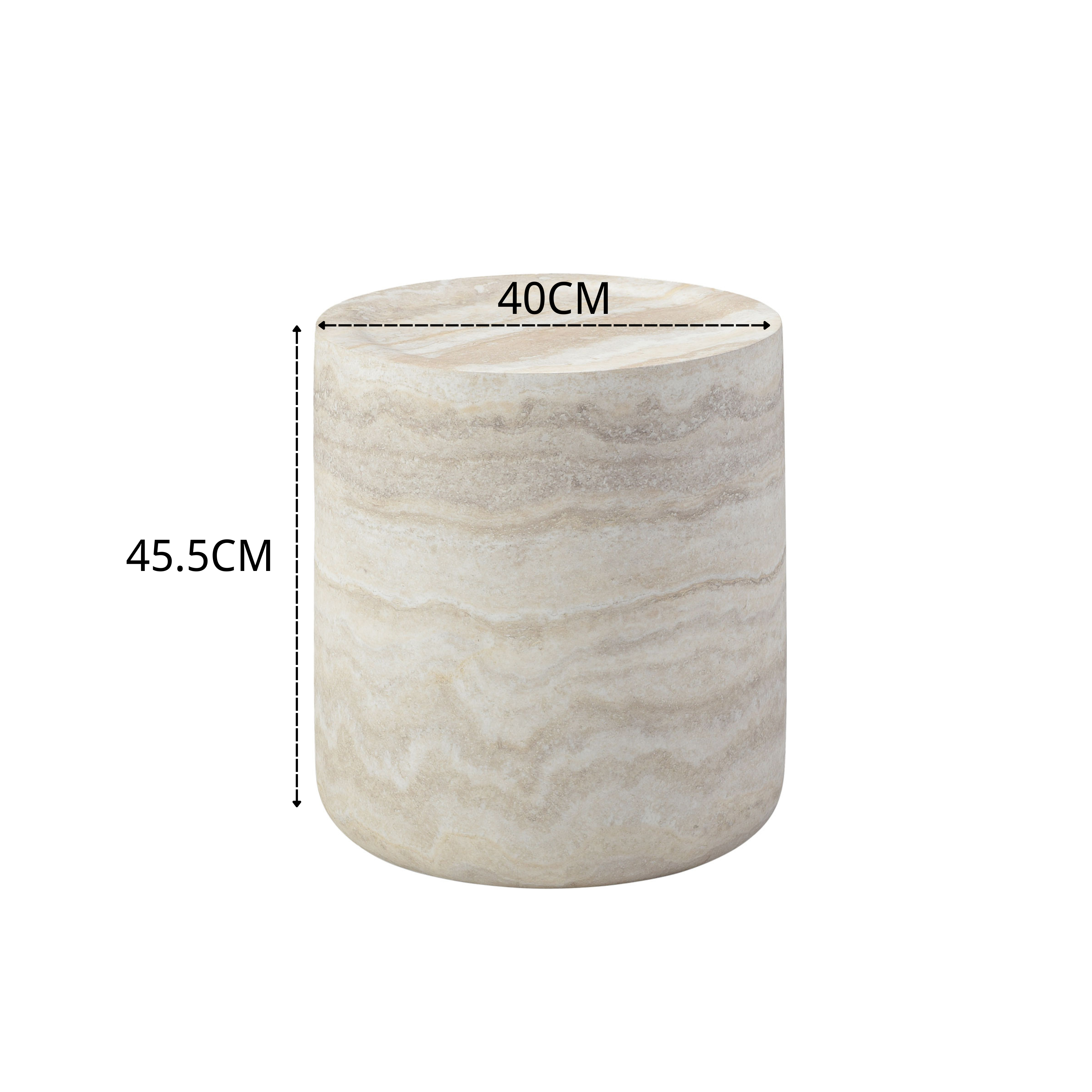 Side Table - Compact Textured Cylinder 40x40x45cm - Off-White Fiberglass