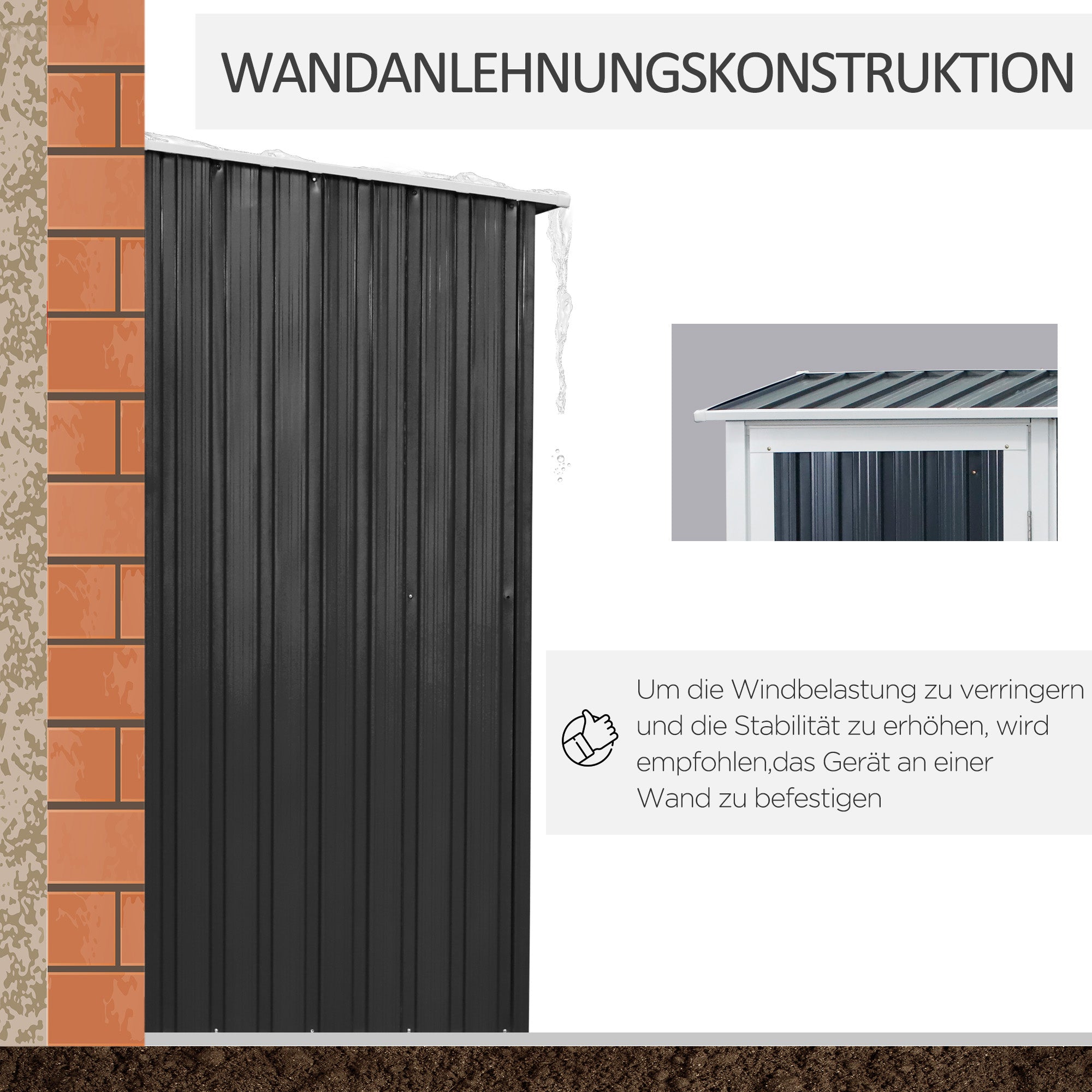 Garden Shed Outdoor Steel Dark Grey