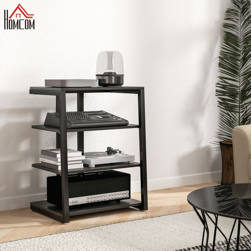 HiFi Stand, Four Storage Shelves - Black