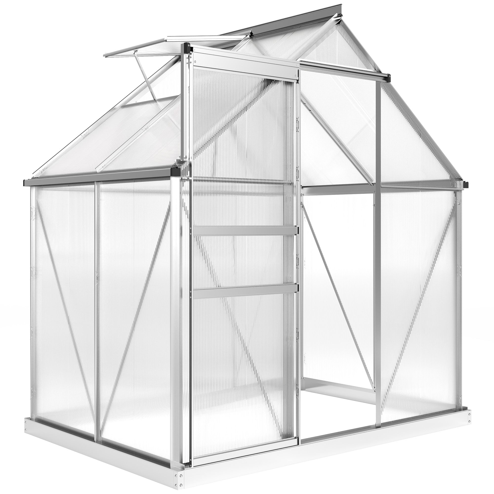 Walk-In Polycarbonate Greenhouse 192.5 x 131cm, Silver-Tone
