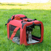 Foldable Pet Carrier, Portable Soft Side Travel Crate, Red