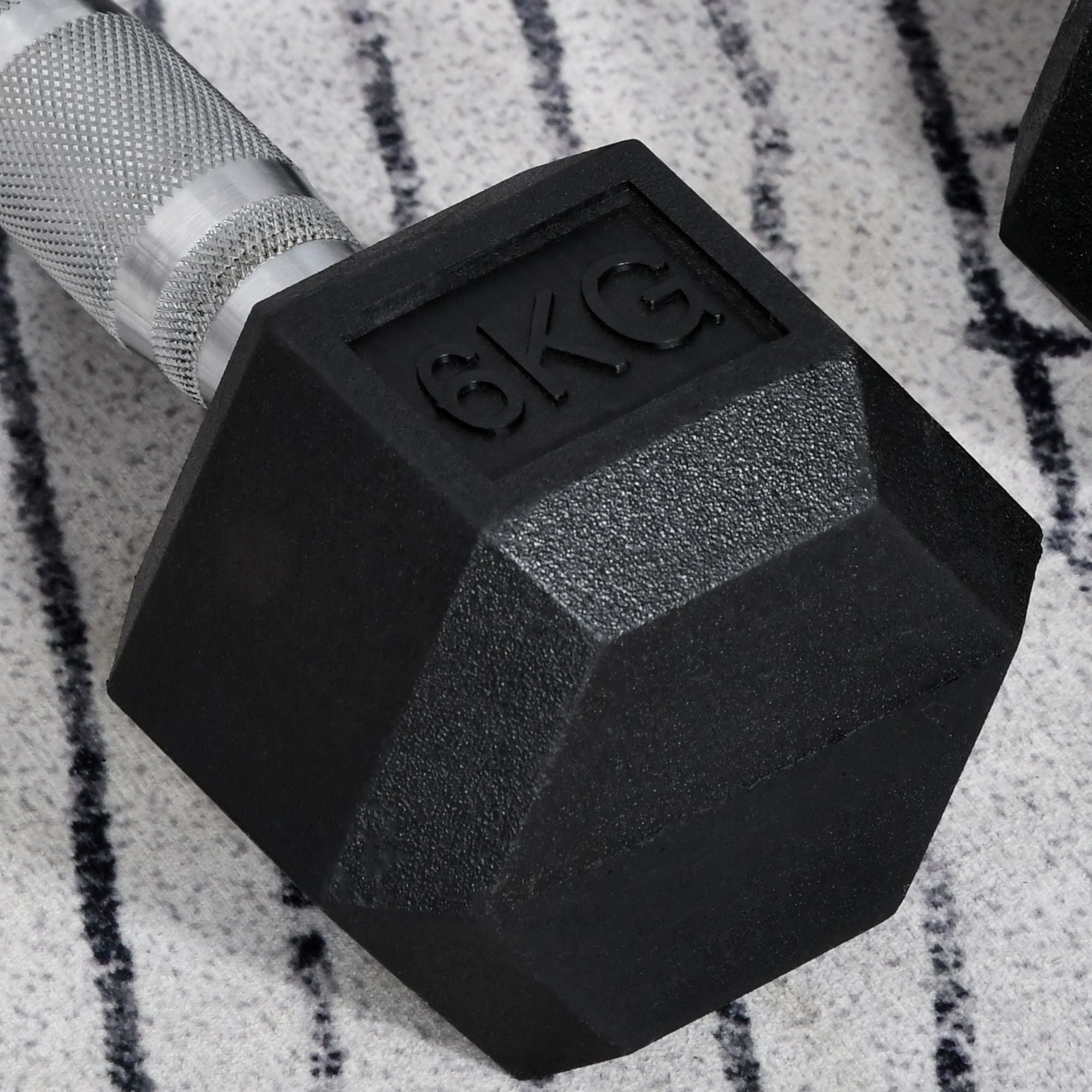 Hexagon Dumbbells, 2x6 KG, Cast Iron, Black