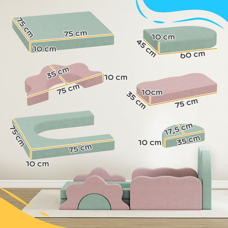 Foam Blocks for Climbing, Building and Crawling, Indoor Play Mats, Green and Pink Set of 12