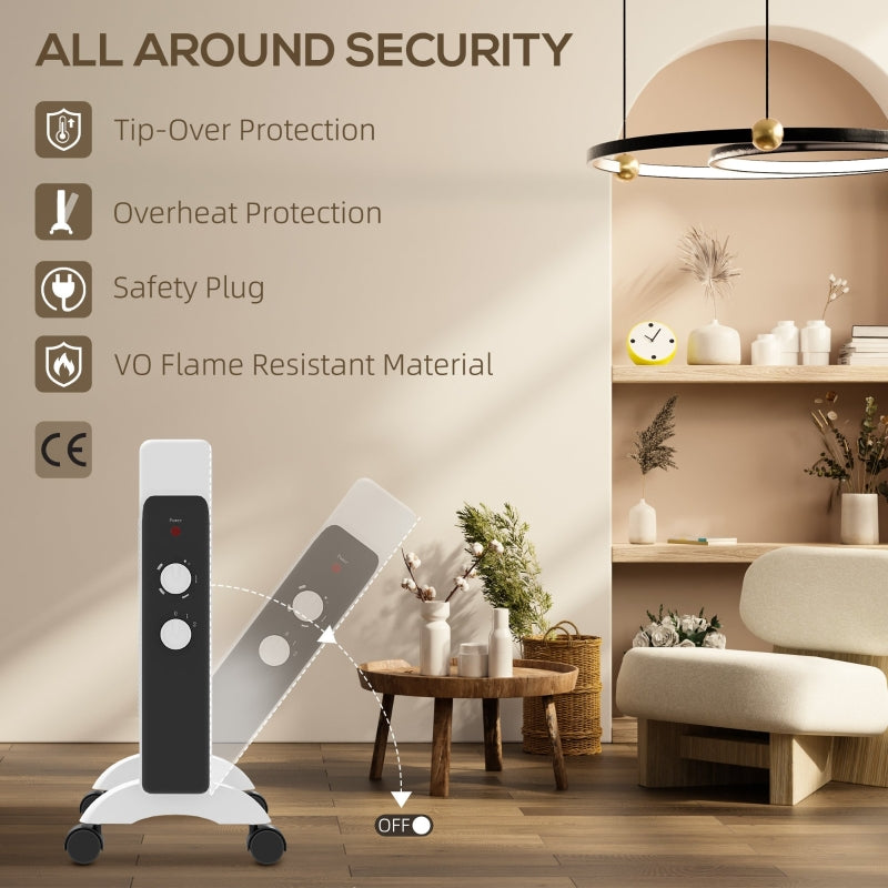 2kW Electric Heater, 10-45℃ Temperature Control, White