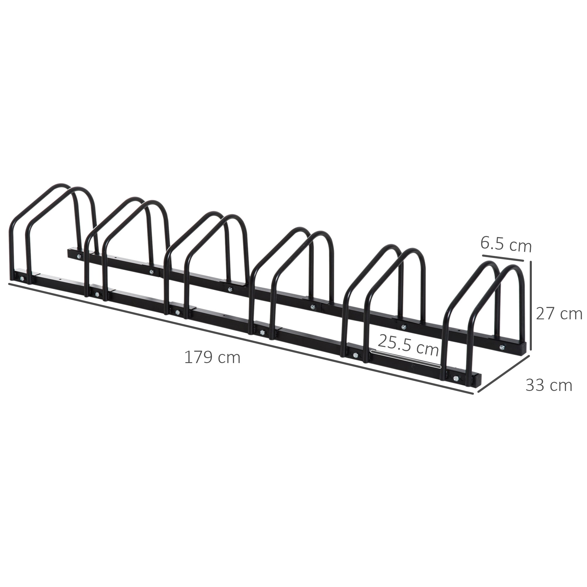 Bicycle Rack Upright Stand Weatherproof Up to 6 Bicycles, Steel Black