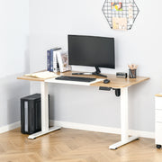 Electric Computer Standing Desk Height-Adjustable Frame Metal Natural/White