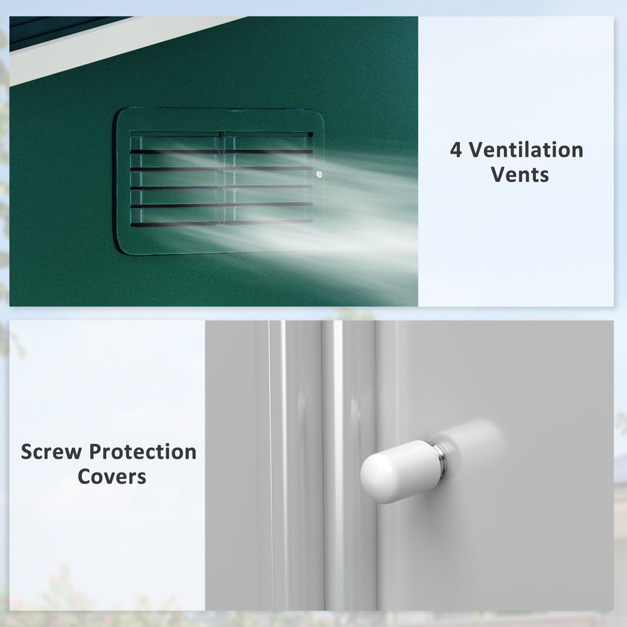 7.7 x 5.7ft Garden Shed, Ventilation Slots Sliding Doors Outdoor Tool Storage, Galvanised Green