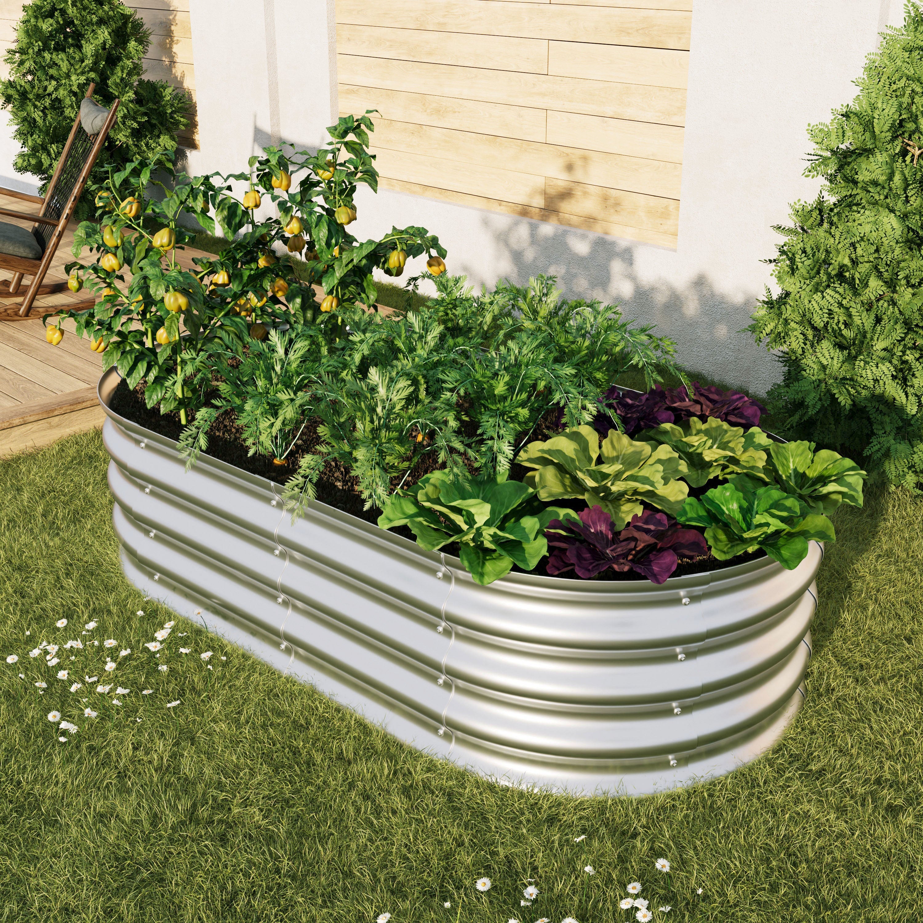 Raised Bed Metal Galvanized Planter Elevated Garden Kit, Rust Resistant, Easy Assembly, 4x2x1ft