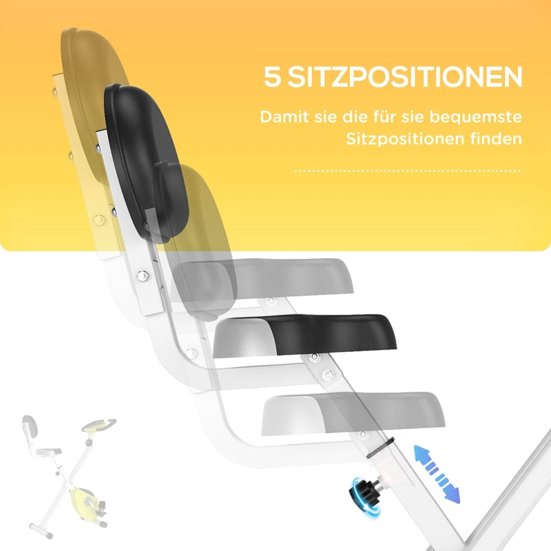 F-Bike Exercise Bike, 8-Level Magnetic Resistance, Height Adjustable, Steel, Yellow/White