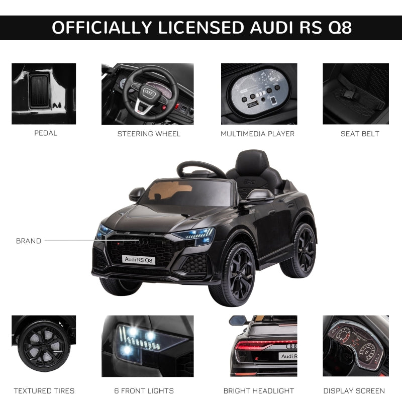 Audi RS Q8 Electric Ride On Car with Remote Control, Black