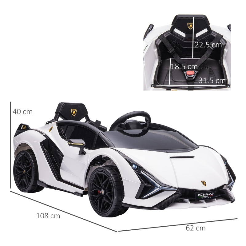Lamborghini Sian Licensed 12V Electric Ride On Car with Remote Control, White