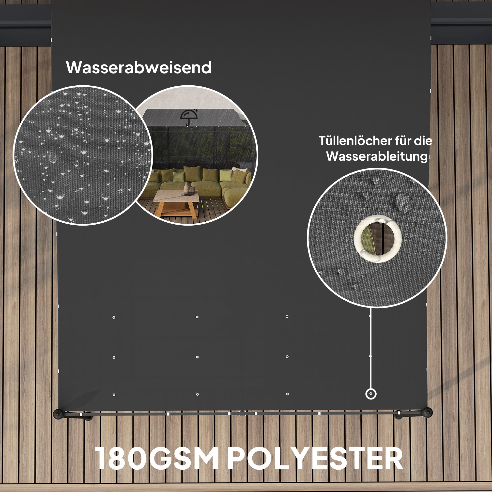 Pergola Lean-to Pavilion Water-Repellent Freestanding 2.5x3m Dark Grey