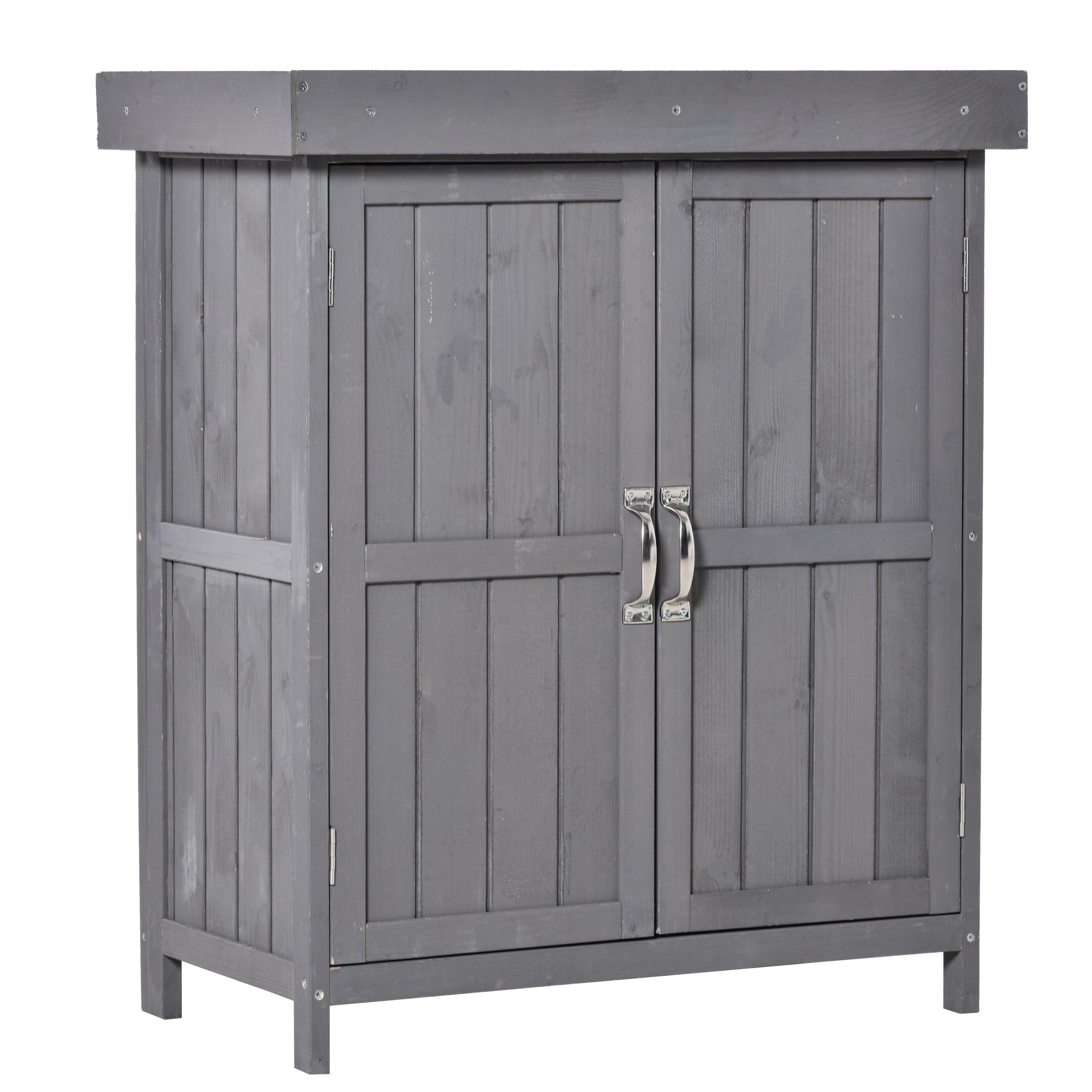 Small Shed, Garden Storage Cabinet with Removable Shelf, Grey
