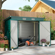 Galvanised Steel Shed, 3.7 x 7.9ft with Latched Door and Padlock - Green