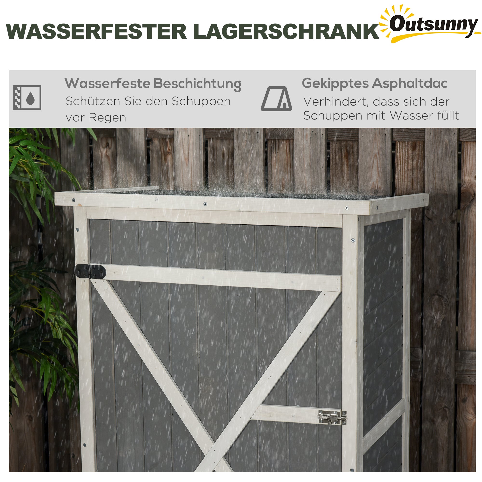 Garden Shed Tool Shed with Shelves Fir Black/Grey/White