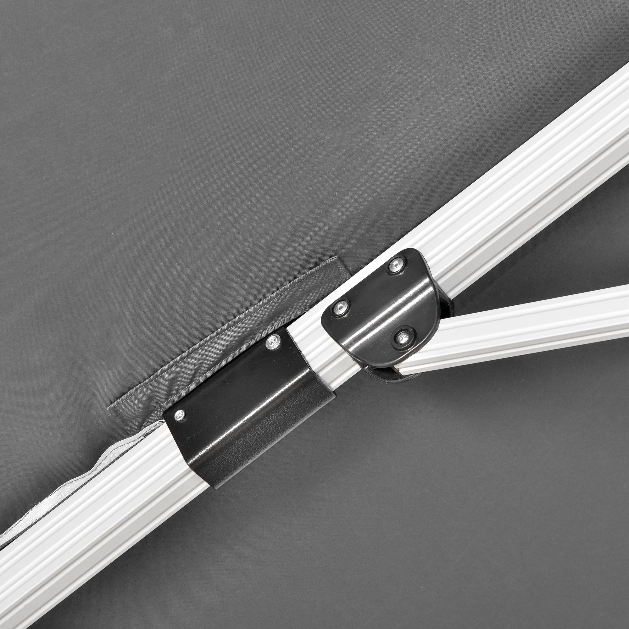 Cantilever Roma Parasol, Square Garden Umbrella with Cross Base, Crank, Tilt, 360° Rotation, Aluminium Frame, Grey