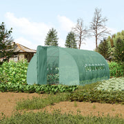 Large Polytunnel Walk In Greenhouse with Metal Hinged Door, Galvanised Steel Frame, Green