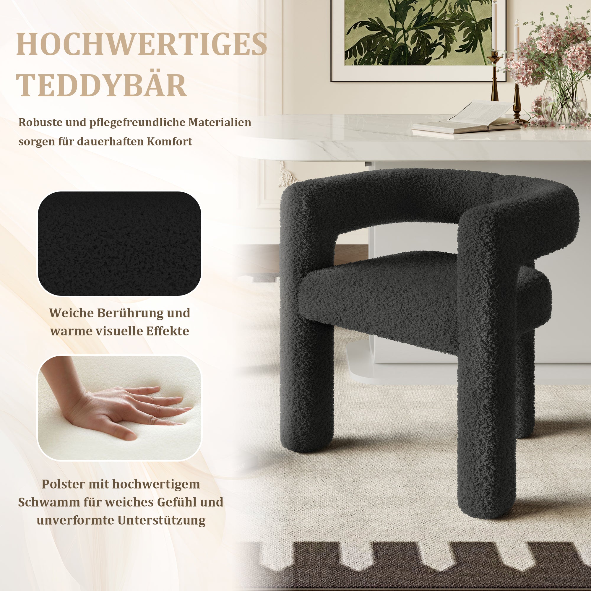 Ergonomic Armchair Unique Design Maximum Comfort, Premium Teddy Pile