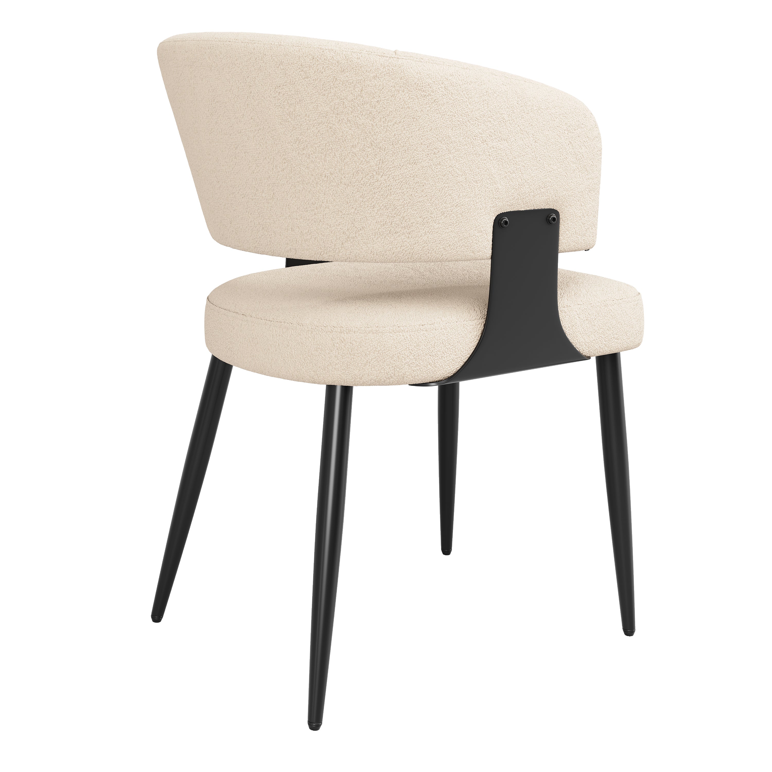 Ergonomic Dining Chair Set of 2 with Curved Backrest, Beige/Grey Flannel