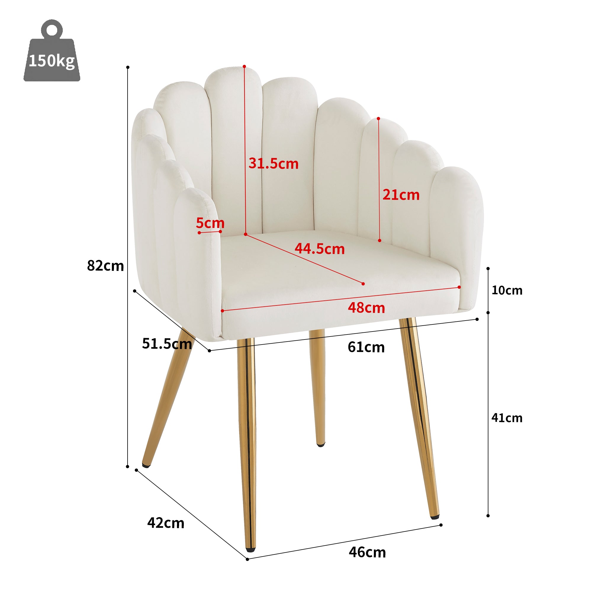 Dining Chair, 4-Piece Fan-Shaped Adjustable Velour Fabric