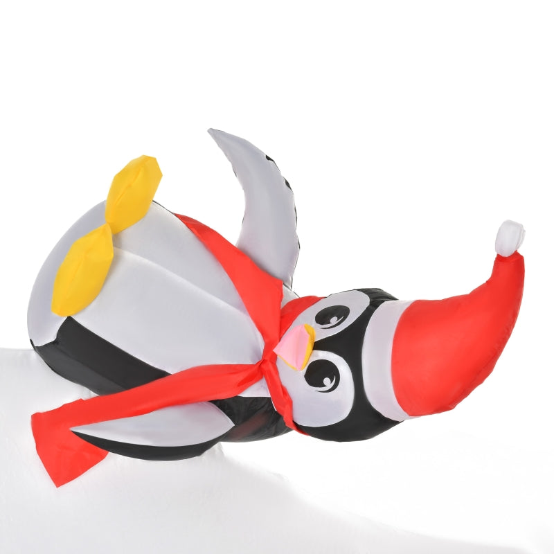 5ft Outdoor Christmas Inflatable Polar Bear with Three Penguins, LED Lighted Decoration, Polyester