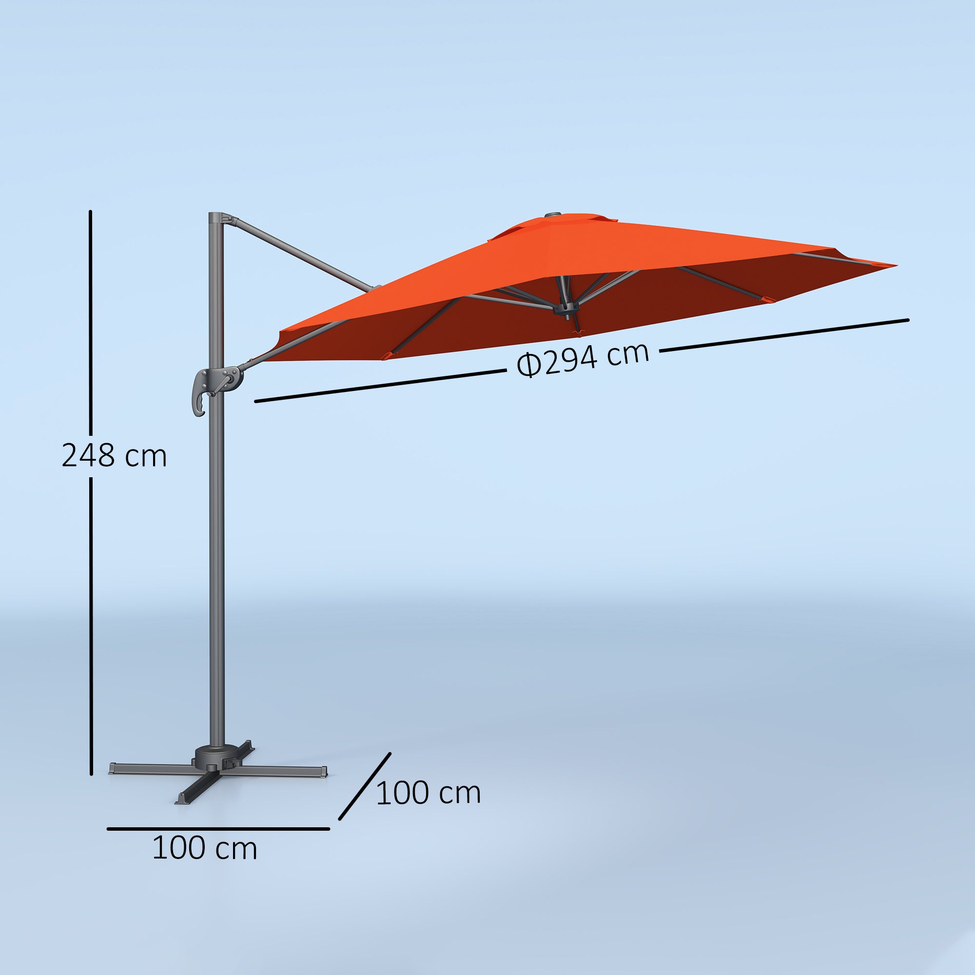Five-Position Overhanging Parasol, Five-Position Tilting Canopy, Orange