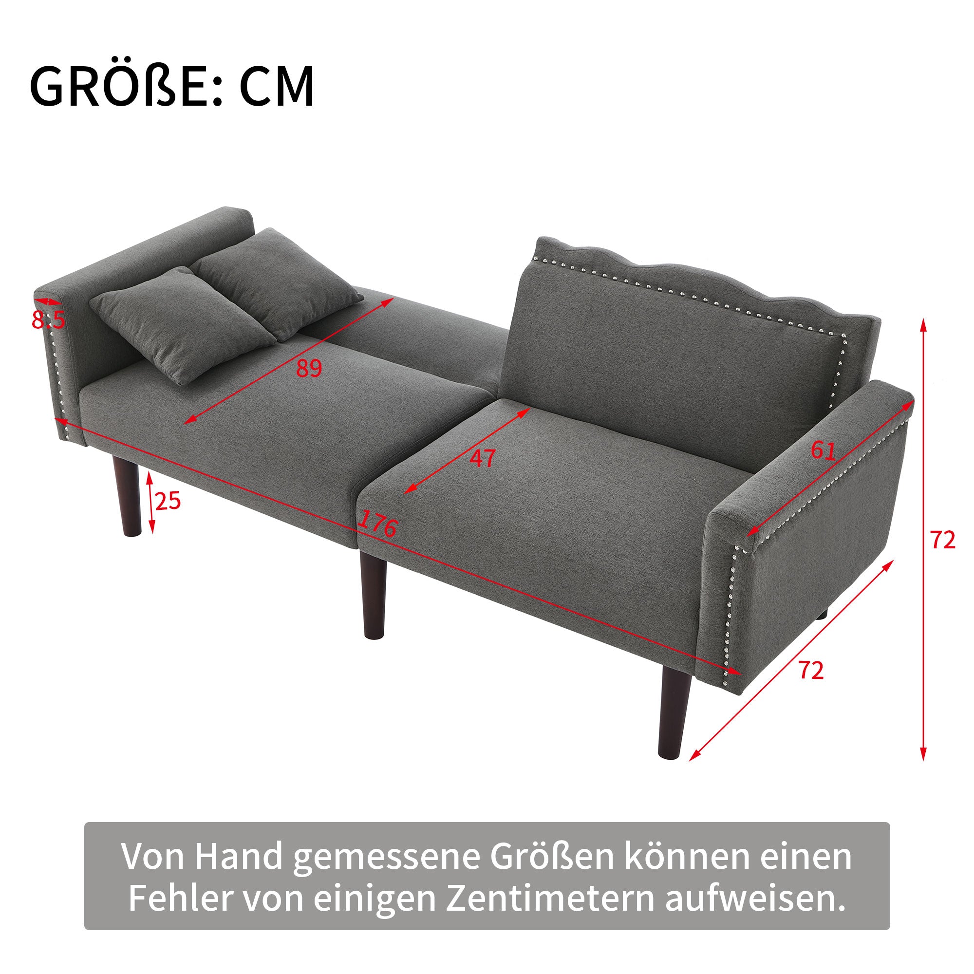 Sofa Bed, 2-in-1 Multifunctional Two-Seater, Adjustable Backrests, Cotton Linen Fabric