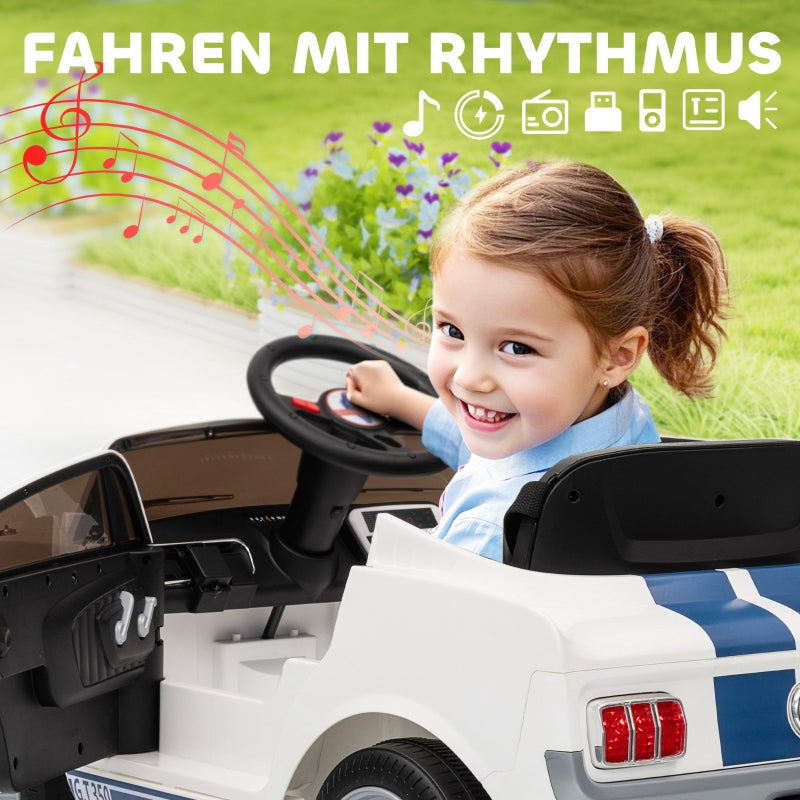 AIYAPLAY Children's Electric Car, 12V with 2.4 GHz Remote Control, White
