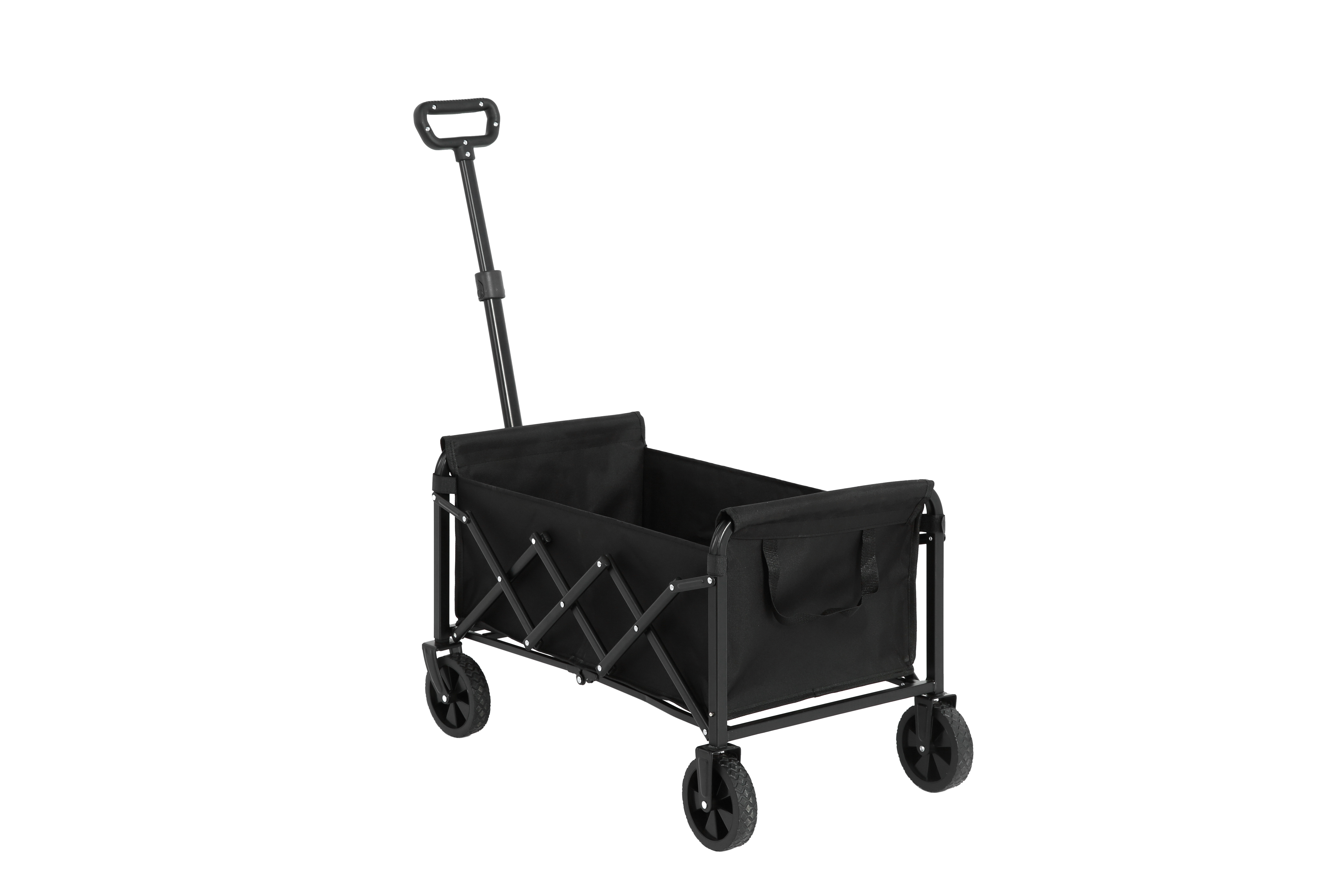 Lightweight Portable Folding Beach Wagon - Heavy Duty Utility Cart with Wheels, Large Capacity, Black