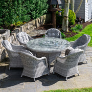 Sepino - 6 Seater Set with Round Table & Lazy Susan (Light Grey)