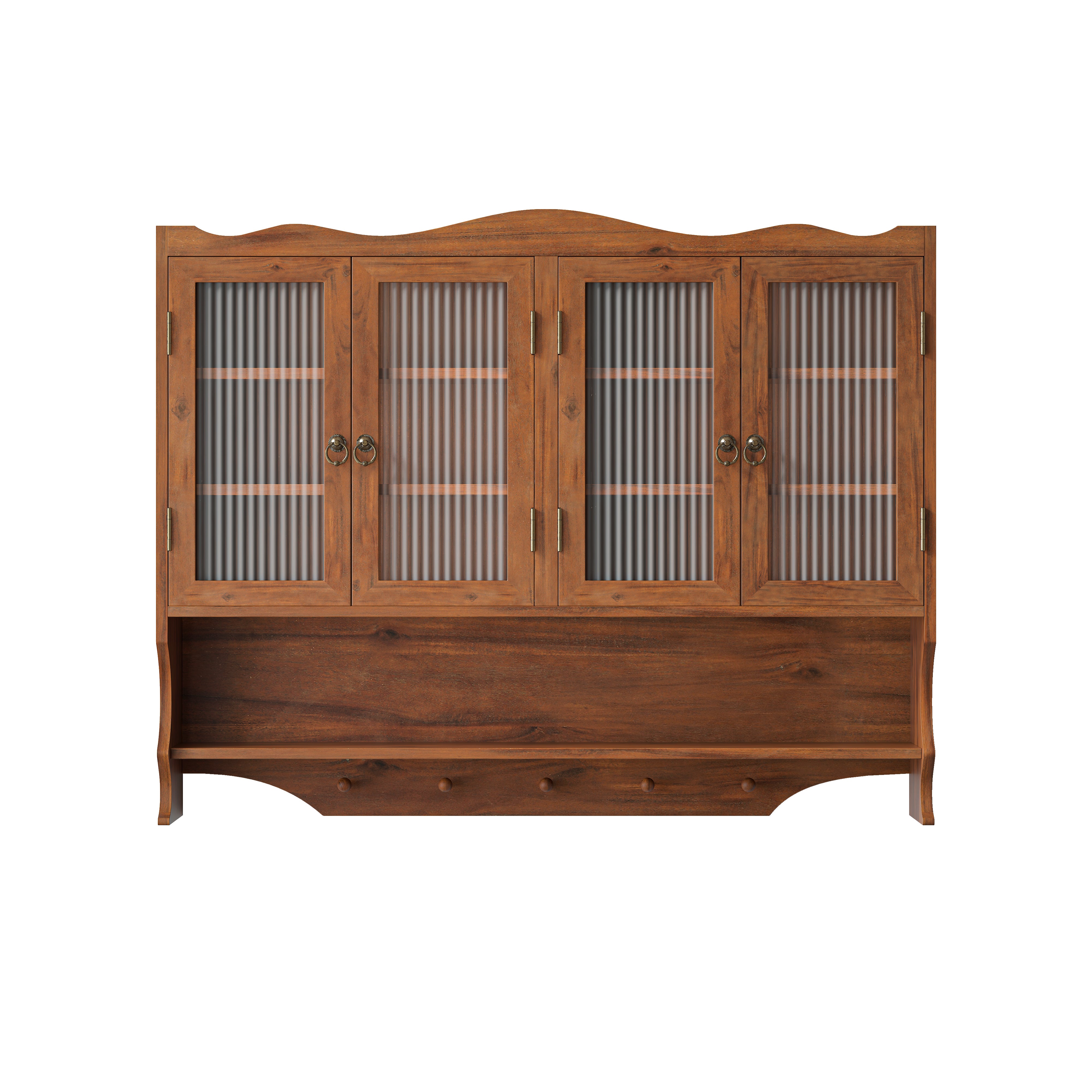 Wall-Mounted Cabinet 100CM Retro 4 Door Storage/Hook Rack Brown