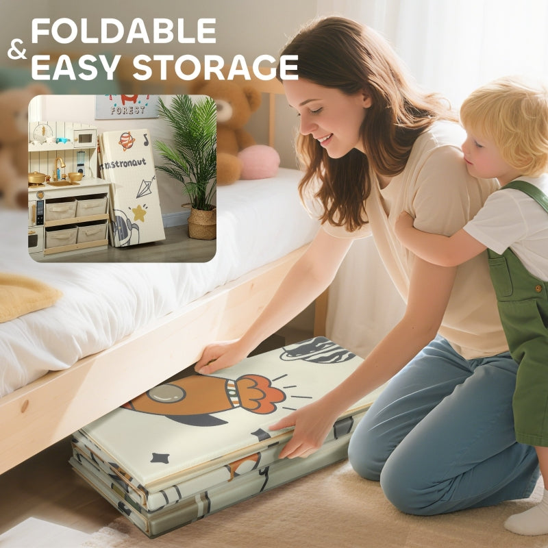 Space-Themed Baby Play Mat Double Sided Foldable Water-Resistant Multicolor
