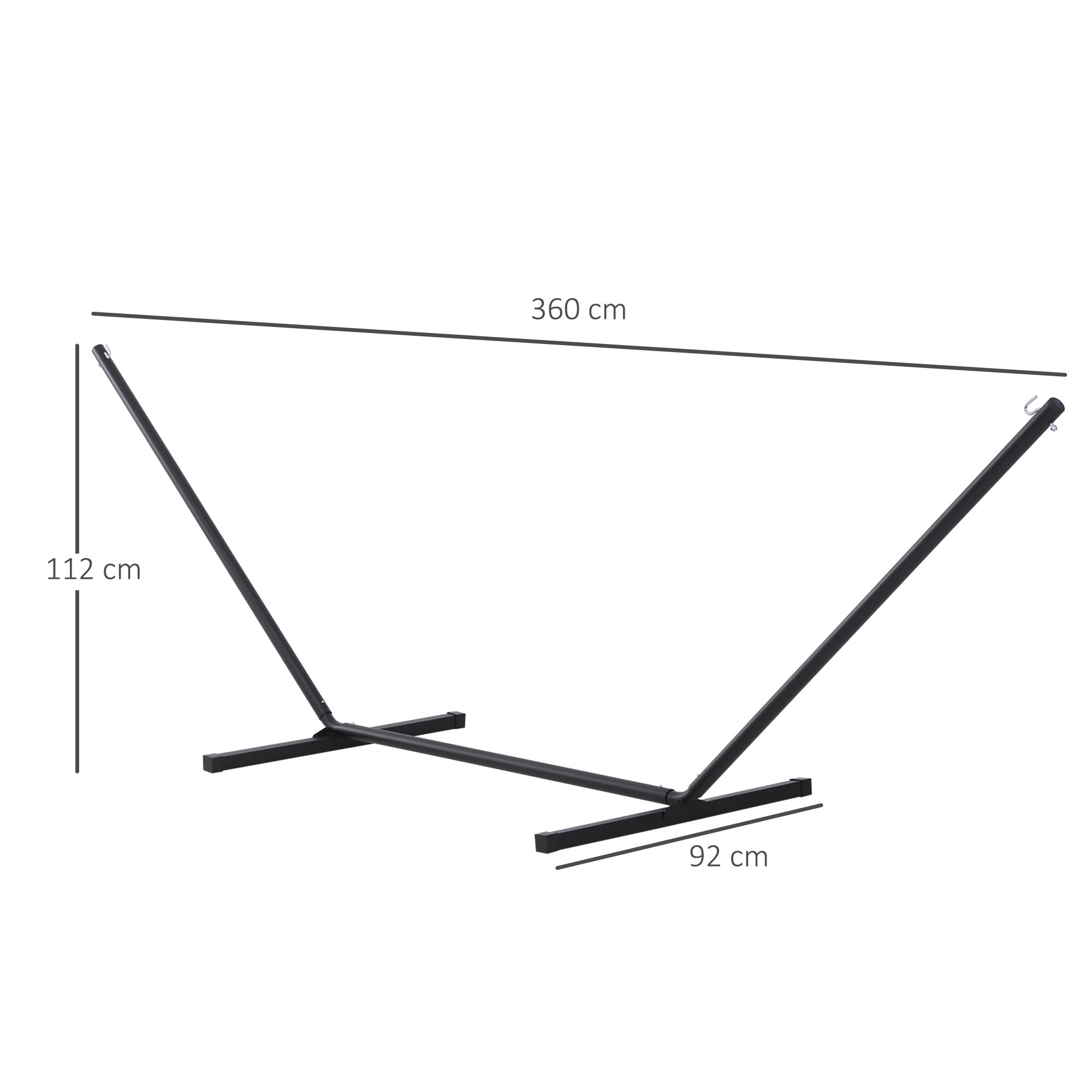 Hammock Stand, Metal with Hooks, 360 x 115 cm, 120 kg Capacity
