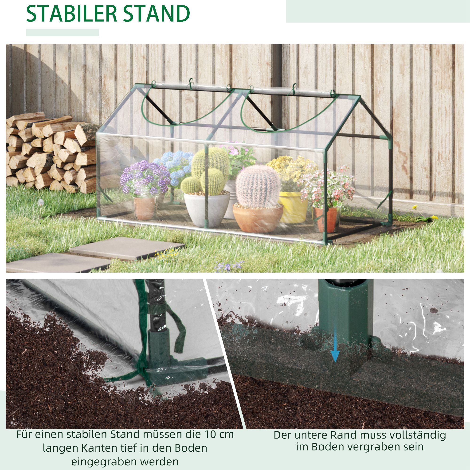 Foil Greenhouse Window 120x60x60cm Cold Frame PVC Transparent