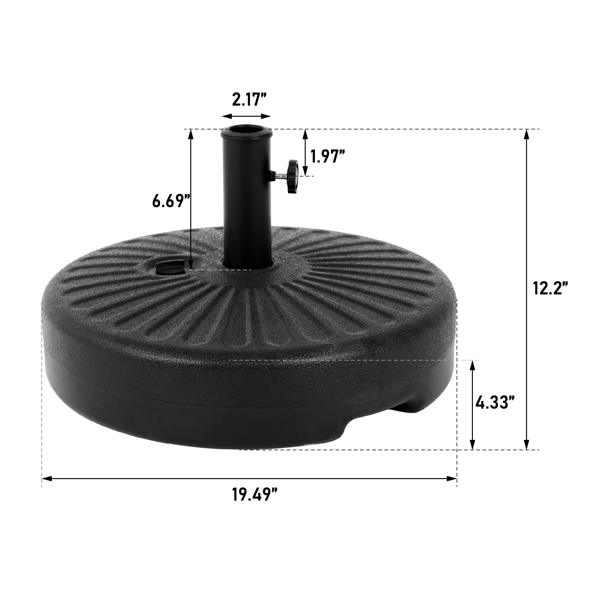 Umbrella Base, Water/Sand Filled Round, Black