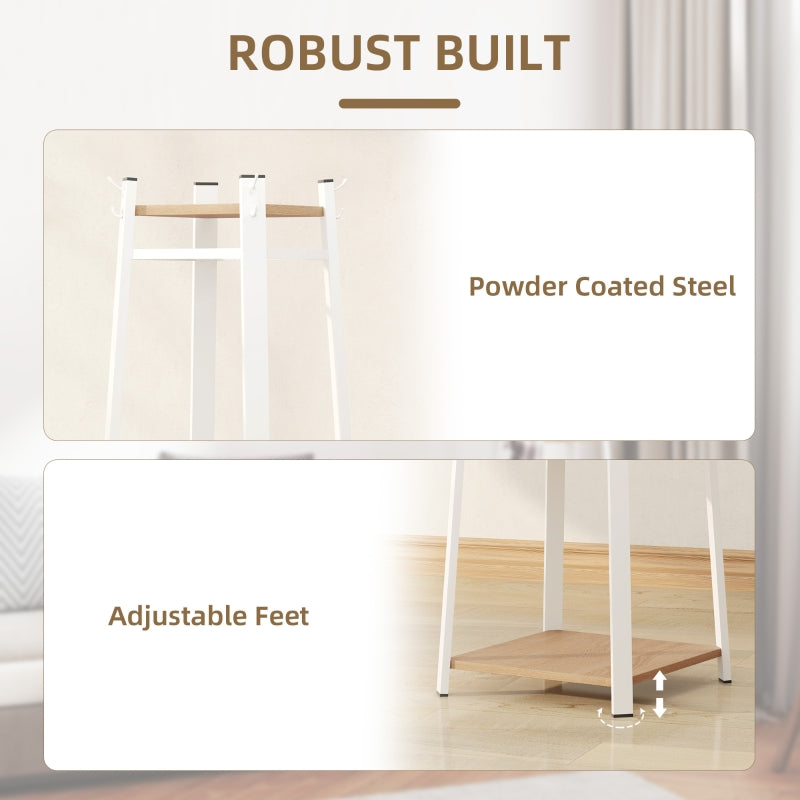 Compact Freestanding Coat Rack Multi-Storage Trapezium - White/Oak