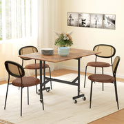 Folding Dining Table, 6 Person, Casters & Brakes, Brown