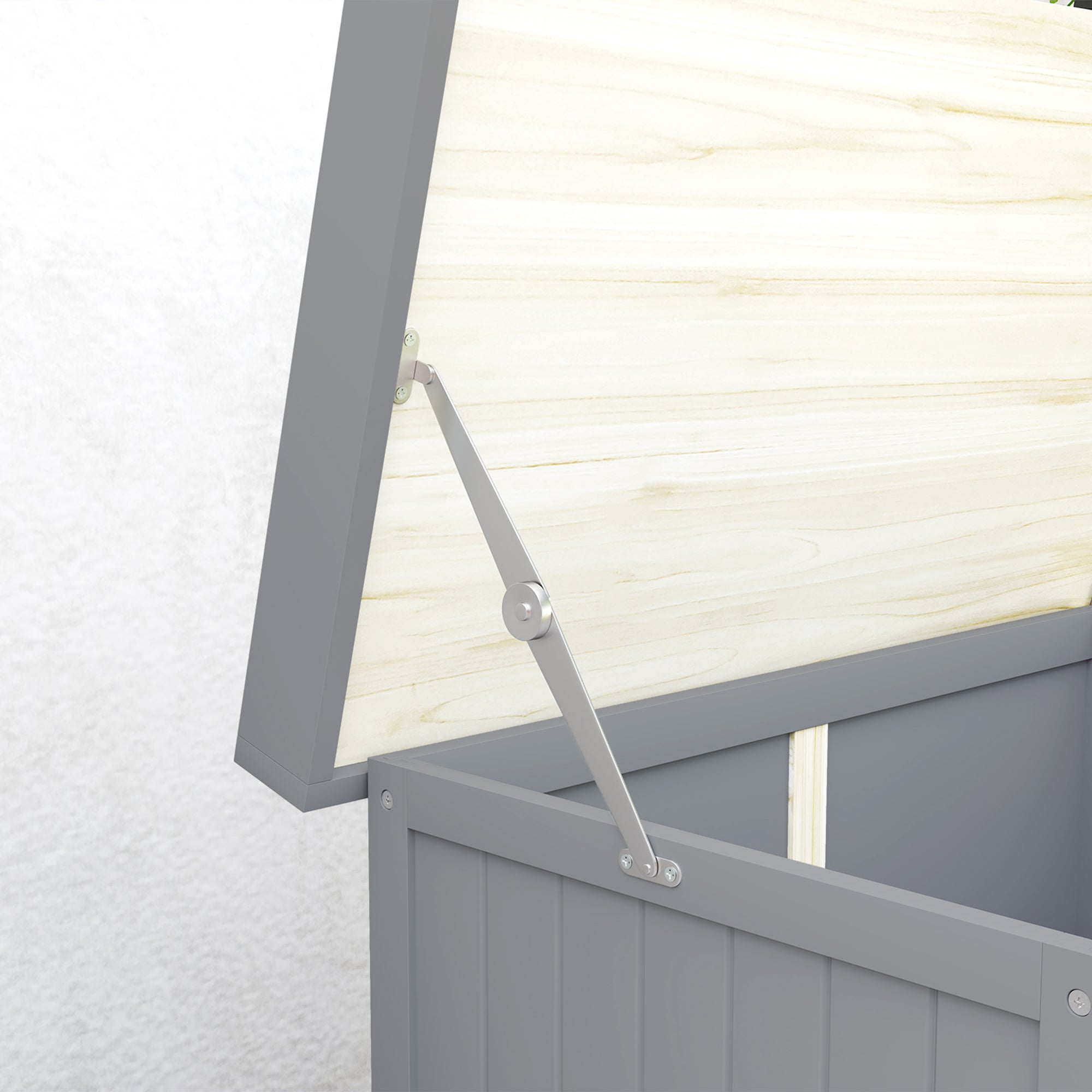 Wooden Garden Shed, Garden Tool Storage Shed with Hinged Roof and Shelf, Grey