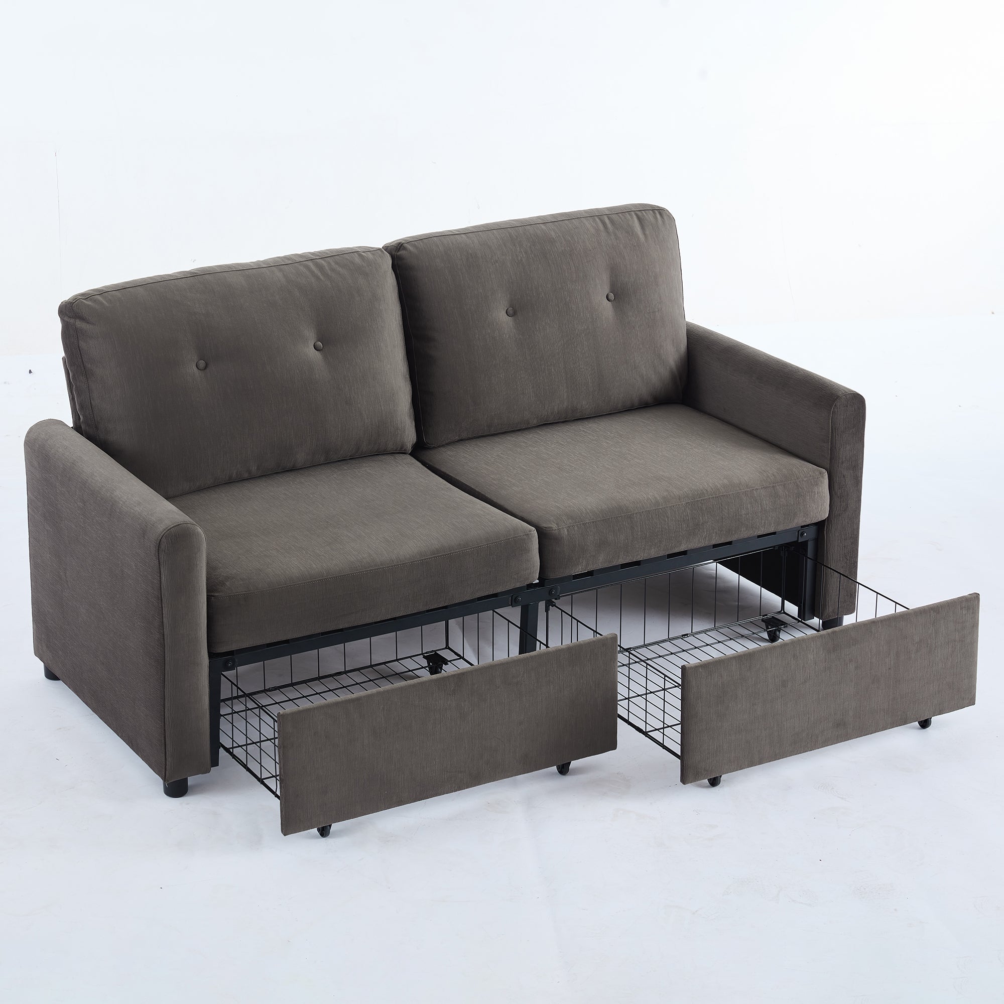 Sofa, 2-seater with Drawer Storage Function, Dark Grey