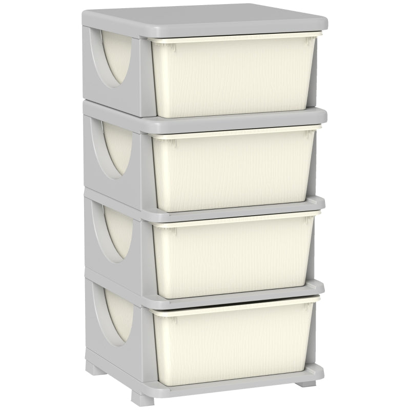 Four-Tier Kids Storage Boxes with Four Drawers, White