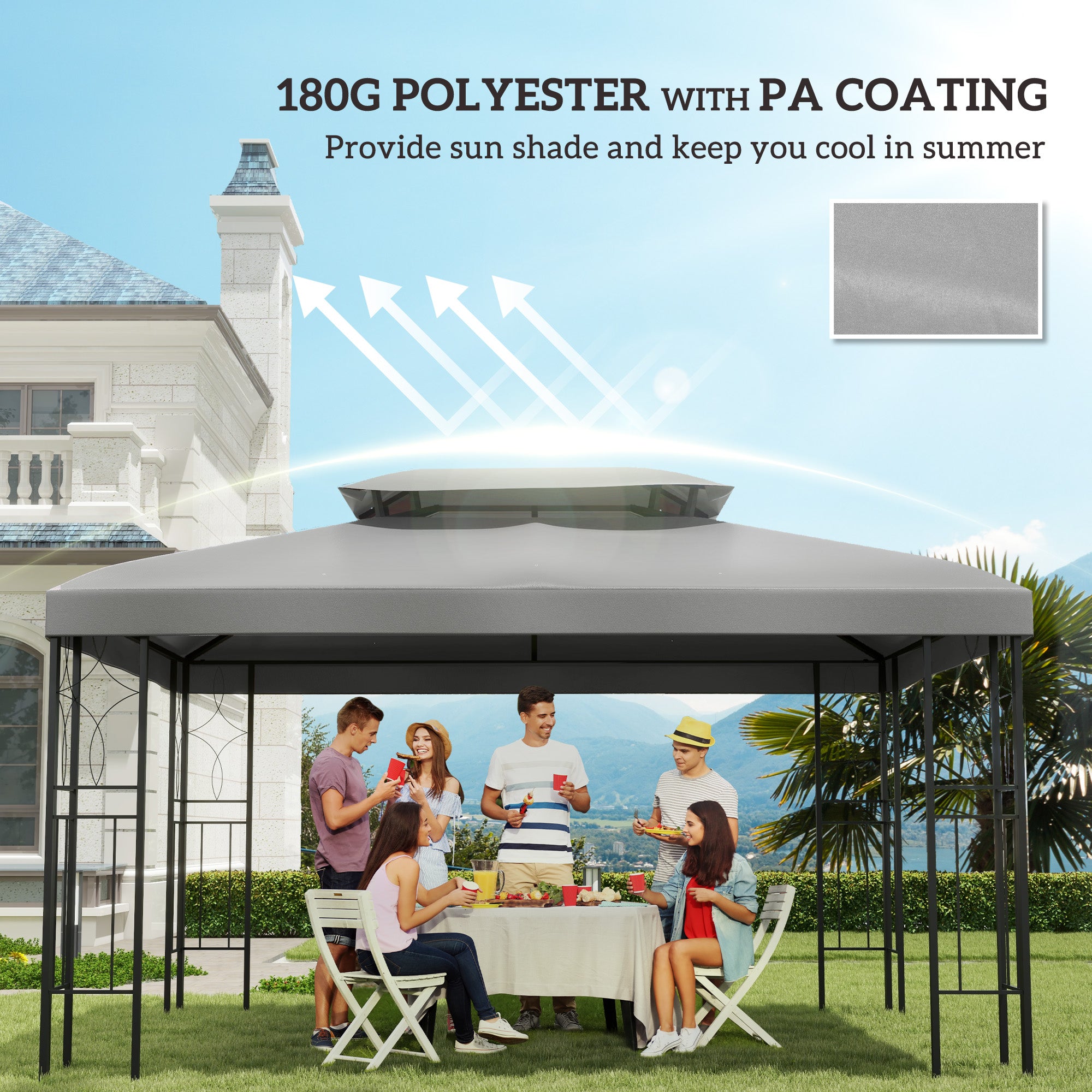 Gazebo Roof Replacement 3 x 4m Frames Light Grey