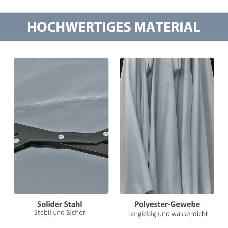 Parasol 4.5m Double LED Solar Garden Umbrella Light Grey Black